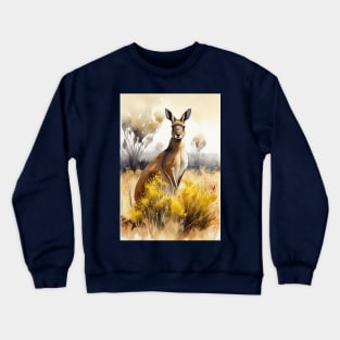 Watercolor Kangaroo: Delightful Australian Wildlife Art Crewneck Sweatshirt